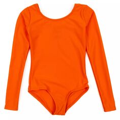 Классический однотонный купальник с длинными рукавами Leveret для девочек Leveret, оранжевый
