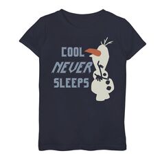 Футболка Disney&apos;s Frozen 2 Olaf для девочек 7–16 лет с надписью «Cool Never Sleeps» Disney