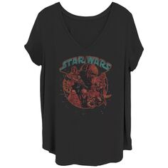 Футболка больших размеров для юниоров с v-образным вырезом и графическим рисунком «Звездные войны: Скайуокер. Восхождение Dark Side Stars» Star Wars