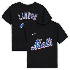 Черная футболка с именем и номером Nike Francisco Lindor New York Mets для младенцев Nike