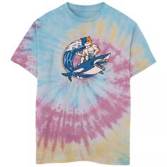 Футболка Fortnite Meowcles Shark Surf Tie Dye для мальчиков 8–20 лет с рисунком Fortnite