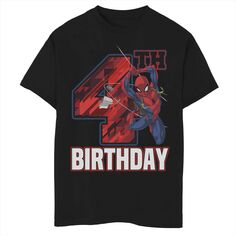 Футболка с рисунком «Паутина-качели» на 4-й день рождения для мальчиков 8–20 лет Marvel Spider-Man Marvel