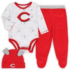 Красный/белый комплект для новорожденных и младенцев Cincinnati Reds Dream Team, боди, шапка и штаны на ножках Outerstuff
