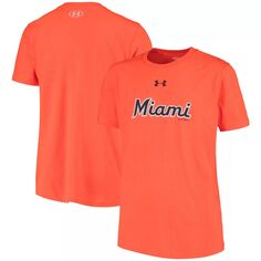 Оранжевая футболка Youth Under Armour с надписью Miami Marlins Performance Under Armour