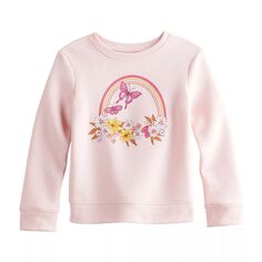 Флисовый пуловер с круглым вырезом и рисунком Jumping Beans для девочек 4–12 лет Jumping Beans, светло-розовый