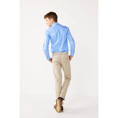 Комфортные брюки IZOD с плоским передом и поясом для мальчиков 4–20 лет в цвете Regular, Slim и Husky IZOD
