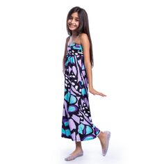 Платье макси без бретелек с принтом бабочки для девочек фиолетового цвета 247 Comfort Kids