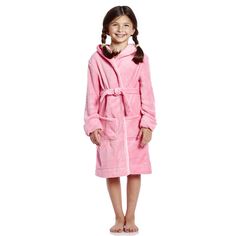 Детский флисовый халат Leveret с капюшоном, классический однотонный Leveret, светло-розовый