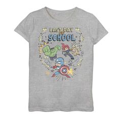 Простая футболка с надписью «Последний день в школе» с рисунками «Marvel Avengers» для девочек 7–16 лет Licensed Character