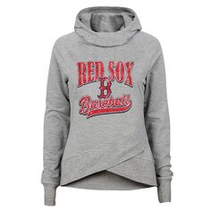 Молодежный серый пуловер с капюшоном Boston Red Sox для девочек и реглан Outerstuff
