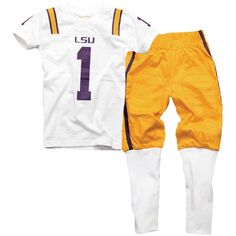 Футбольный пижамный комплект для дошкольников LSU Tigers — белый/золотой Unbranded