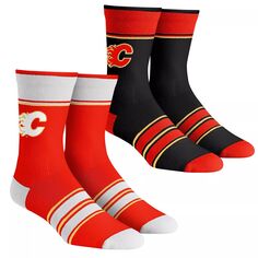 Комплект из 2 носков Youth Rock Em Calgary Flames в несколько полосок Team Crew Unbranded
