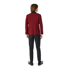 Яркий бордовый комплект из куртки, брюк и смокинга с галстуком-бабочкой для мальчиков 2–16 лет OppoSuits