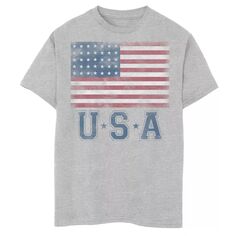 Классическая футболка с потертым флагом и названием США для мальчиков 8–20 лет Licensed Character