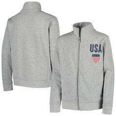 Молодежная серая куртка с молнией во всю длину сборной США в винтажном стиле Americana Outerstuff