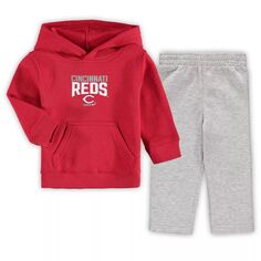 Комплект из флисовой толстовки и брюк с расклешенной веерной юбкой Infant Red/Heathered Grey Cincinnati Reds Outerstuff