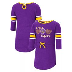 Фиолетовое платье в полоску с короткими рукавами LSU Tiger для девочек Колизей Colosseum