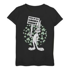 Футболка «Это моя счастливая рубашка» с изображением Багза Банни для девочек 3–16 лет, посвященная Дню Святого Патрика, «Looney Tunes» Licensed Character