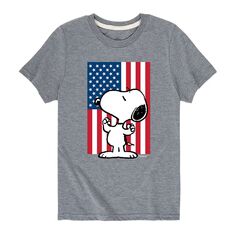 Футболка Peanuts Snoopy с рисунком флага США для мальчиков 8–20 лет Licensed Character