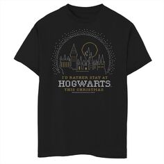 Футболка с рисунком «Гарри Поттер: Рождество для мальчиков 8–20 лет, я лучше останусь в Хогвартсе» Harry Potter