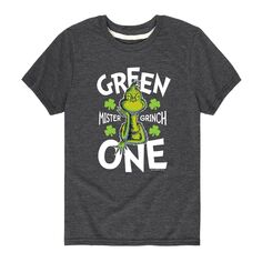 Зеленая футболка с рисунком для мальчиков 8–20 лет «Доктор Сьюз. Как Гринч украл Рождество» Licensed Character, серый