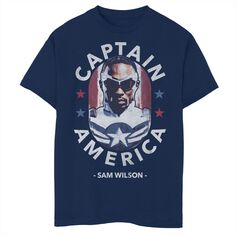 Футболка с рисунком «Капитан Америка» для мальчиков 8–20 лет «Марвел: Сокол и Зимний солдат» Сэма Уилсона Marvel