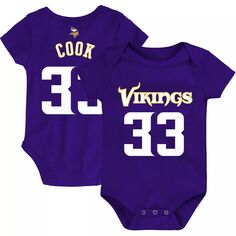 Младенческое боди Dalvin Cook Purple Minnesota Vikings Mainliner с именем и номером игрока Outerstuff