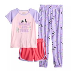 Пижамный комплект Cuddl Duds для девочек 4–12 лет, шорты и штаны Cuddl Duds