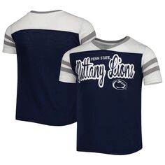 Молодежная футболка Colosseum Navy Penn State Nittany Lions для девочек «Практически идеальная полосатая футболка» Colosseum