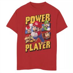 Футболка с графическим рисунком Super Mario Group Shot Power Player для мальчиков 8–20 лет Licensed Character