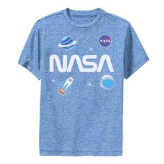 Футболка с графическим изображением и смайликами, стикер НАСА «Космическая планета-ракета» для мальчиков 8–20 лет Licensed Character