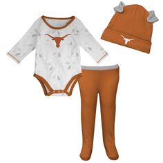 Для новорожденных и младенцев Техасский оранжевый/белый комплект с боди Dream Team с длинными рукавами, шляпой и брюками Longhorns Outerstuff