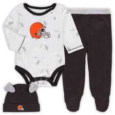 Белый/коричневый костюм для новорожденных и младенцев Cleveland Browns Dream Team, комплект со штанами и шапкой Outerstuff