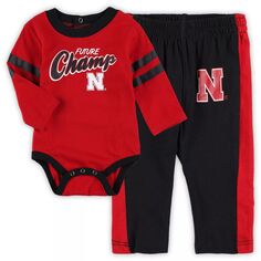 Комплект боди с длинными рукавами Little Kicker и спортивных штанов Infant Scarlet/Black Nebraska Huskers Little Kicker Outerstuff