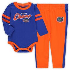 Комплект боди с длинными рукавами и спортивных штанов Infant Royal/Orange Florida Gators Little Kicker Outerstuff