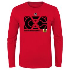 Молодежная красная футболка с длинным рукавом и логотипом Chicago Blackhawks Authentic Pro Secondary Outerstuff