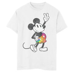 Брюки с изображением Микки Мауса и друзей Disney для мальчиков 8–20 лет, футболка с изображением Микки Тай Дай и портретом Disney, белый