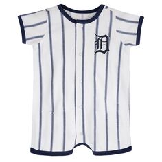 Белый/темно-синий джемпер с короткими рукавами для новорожденных Detroit Tigers Power Hitter Outerstuff