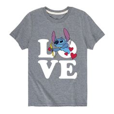 Футболка Disney&apos;s Lilo &amp; Stitch с рисунком Love Cupid для мальчиков 8–20 лет Licensed Character, серый