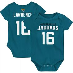 Младенческое боди Trevor Lawrence Teal Jacksonville Jaguars Mainliner с именем и номером игрока Outerstuff