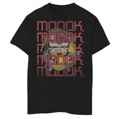 Винтажная футболка с графическим рисунком Marvel Modok для мальчиков 8–20 лет с портретом и надписью Licensed Character