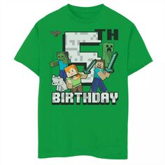 Футболка с рисунком на 5-й день рождения для мальчиков 8–20 лет Minecraft Adventures Minecraft