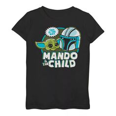 Футболка с рисунком в стиле ретро «Мандалорец и дитя» для девочек 3–16 лет, известная как Бэби Йода «Мандо и дитя» Licensed Character