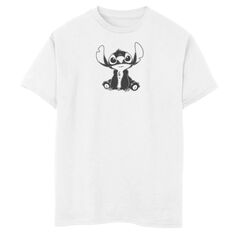 Винтажная футболка Stitch с рисунком на груди и надписью Disney&apos;s Lilo &amp; Stitch для мальчиков 8–20 лет Licensed Character, белый