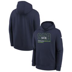 Молодежный пуловер с капюшоном Nike College Navy Seattle Seahawks City Code Nike