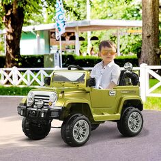 Aosom Kids Ride on Car Off Road Truck с подключением MP3, рабочий звуковой сигнал, рулевое колесо и пульт дистанционного управления, двигатель 12 В, белый Aosom, белый