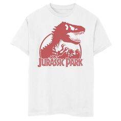 Классическая футболка с логотипом и рисунком скелета тиранозавра для мальчиков 8–20 лет «Парк Юрского периода» Jurassic Park, белый