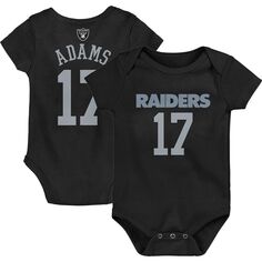 Черный боди для младенцев Davante Adams Las Vegas Raiders Mainliner с именем и номером игрока Outerstuff