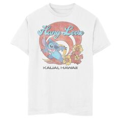 Свободная висящая футболка с рисунком «Кауаи Гавайи» для мальчиков 8–20 лет Disney&apos;s Lilo &amp; Stitch Disney, белый