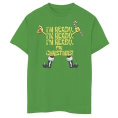 Квадратные штаны Губки Боба для мальчиков 8–20 лет. Футболка с рисунком «Я готов к Рождеству». Nickelodeon
